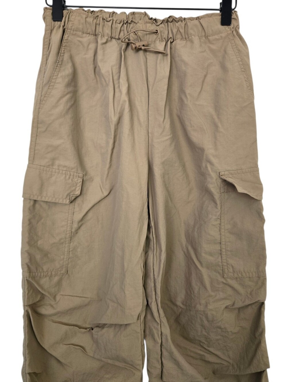 ๐ค Love Tree Khaki Cargo Parachute Pants | Drawstring Utility Joggers | Size Sma - Picture 3 of 5